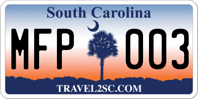 SC license plate MFP003