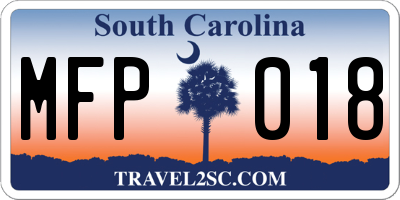 SC license plate MFP018