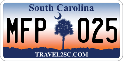 SC license plate MFP025