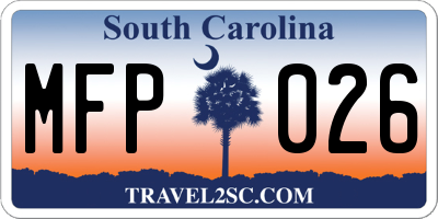 SC license plate MFP026