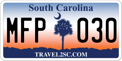 SC license plate MFP030