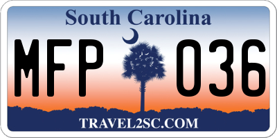 SC license plate MFP036