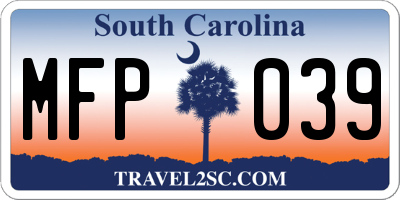 SC license plate MFP039