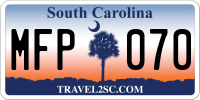 SC license plate MFP070