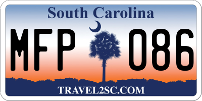 SC license plate MFP086