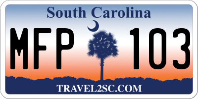 SC license plate MFP103