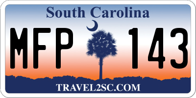 SC license plate MFP143
