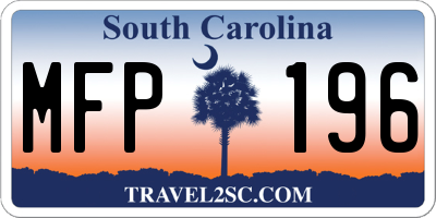 SC license plate MFP196