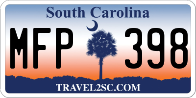 SC license plate MFP398