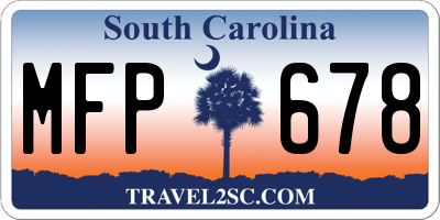 SC license plate MFP678