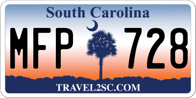 SC license plate MFP728