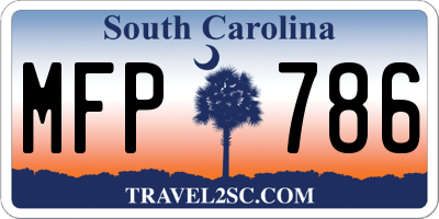 SC license plate MFP786