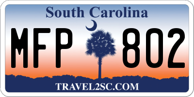 SC license plate MFP802