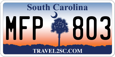 SC license plate MFP803