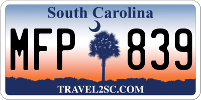 SC license plate MFP839