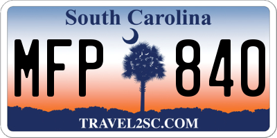 SC license plate MFP840