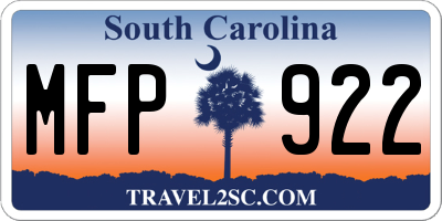 SC license plate MFP922