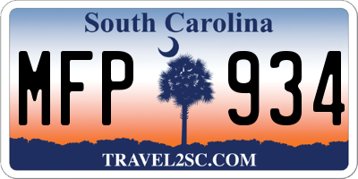 SC license plate MFP934