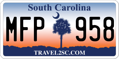 SC license plate MFP958