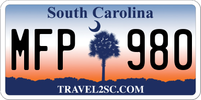 SC license plate MFP980
