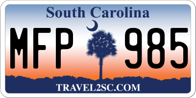 SC license plate MFP985