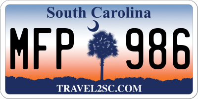 SC license plate MFP986