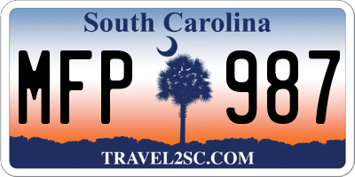 SC license plate MFP987