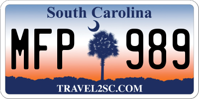 SC license plate MFP989