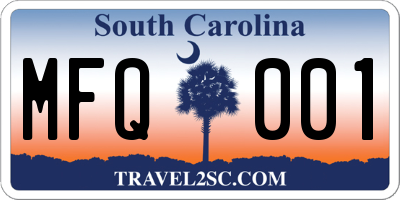 SC license plate MFQ001