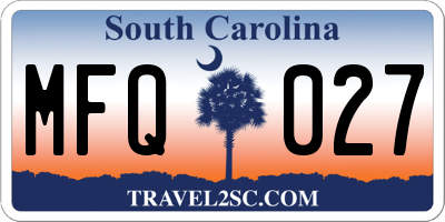 SC license plate MFQ027