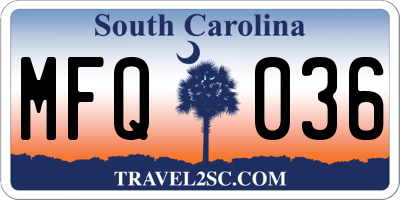 SC license plate MFQ036