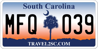 SC license plate MFQ039
