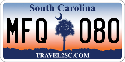 SC license plate MFQ080