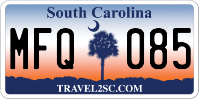 SC license plate MFQ085