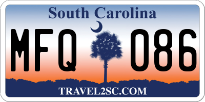SC license plate MFQ086