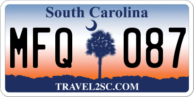 SC license plate MFQ087