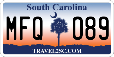 SC license plate MFQ089