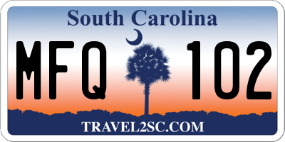 SC license plate MFQ102
