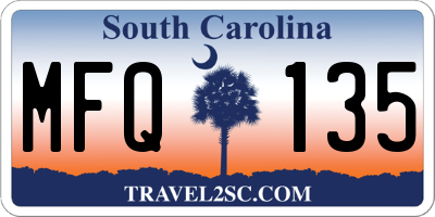 SC license plate MFQ135
