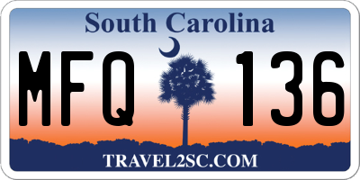 SC license plate MFQ136