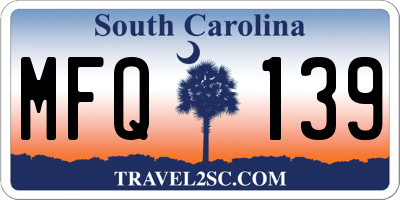 SC license plate MFQ139