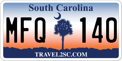 SC license plate MFQ140