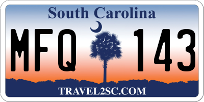 SC license plate MFQ143