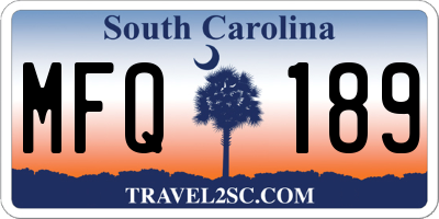 SC license plate MFQ189
