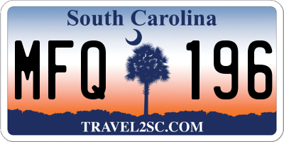SC license plate MFQ196