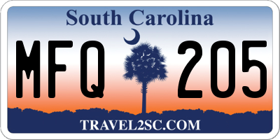 SC license plate MFQ205