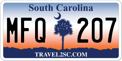 SC license plate MFQ207
