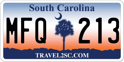 SC license plate MFQ213