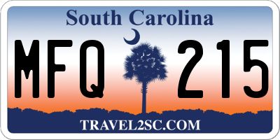 SC license plate MFQ215