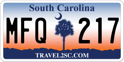 SC license plate MFQ217